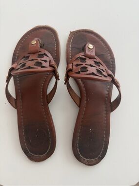 Tory Burch Brown Leather Miller Sandal size 6.5 medium